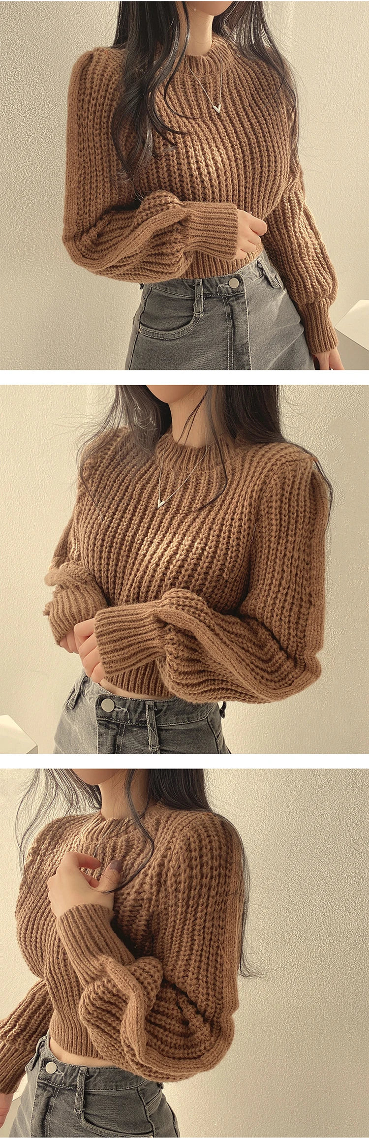 Loose Vintage Long Sleeve Knit Sweater.