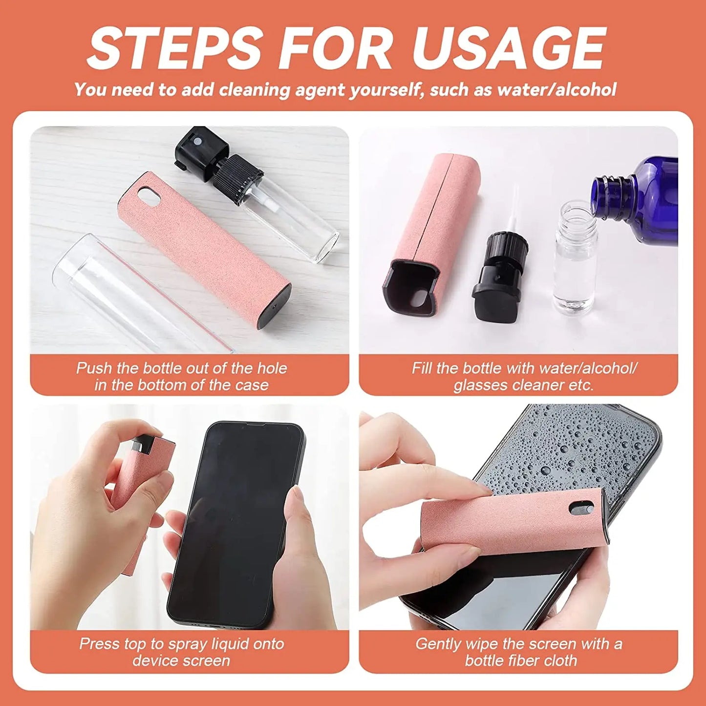 2 In 1 Phone Screen Cleaner Spray Portable