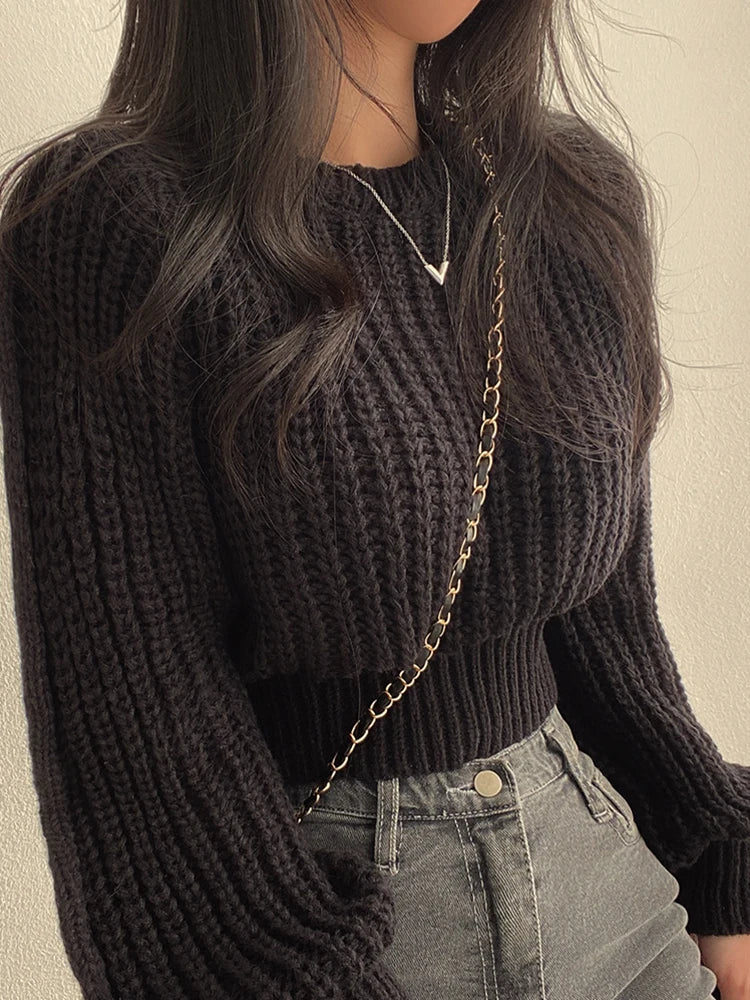 Loose Vintage Long Sleeve Knit Sweater.