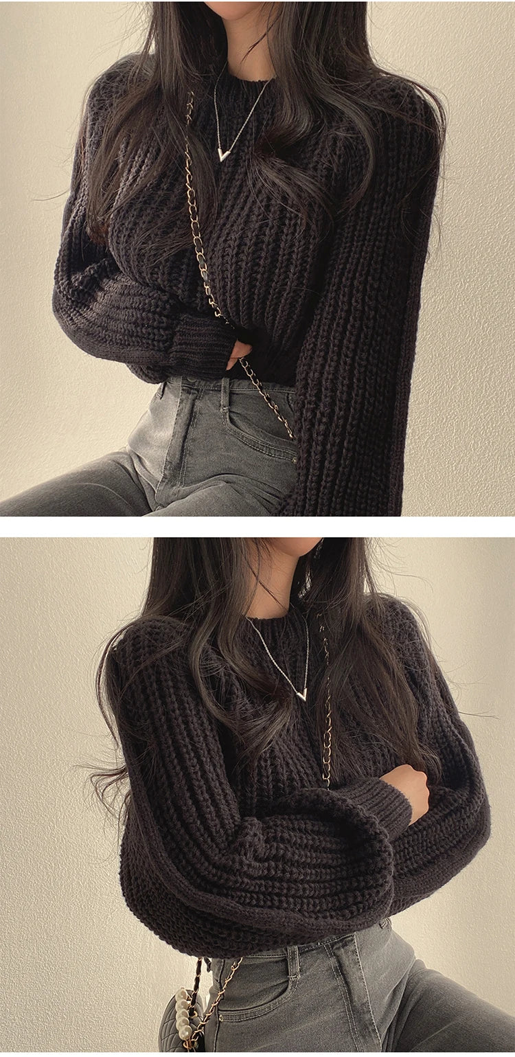 Loose Vintage Long Sleeve Knit Sweater.