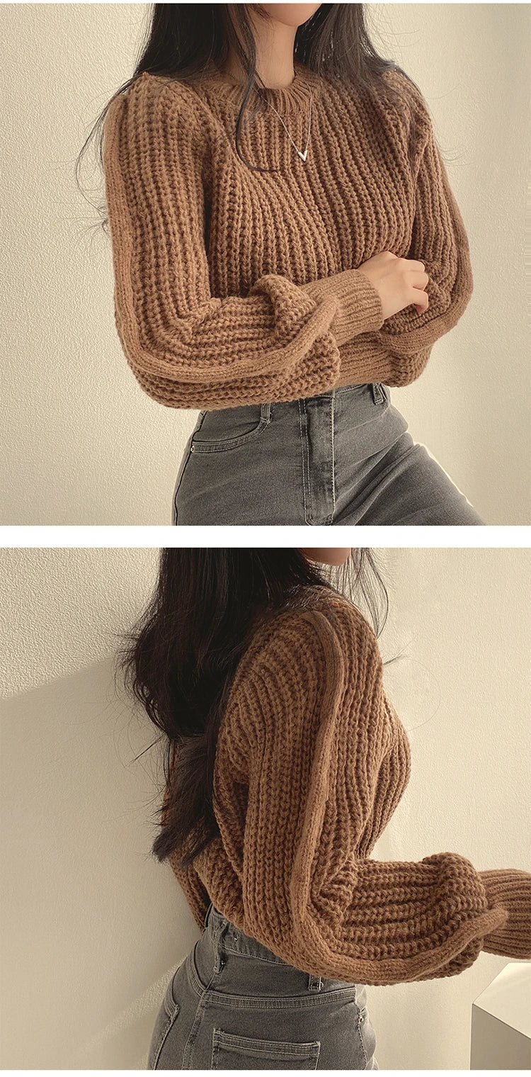 Loose Vintage Long Sleeve Knit Sweater.