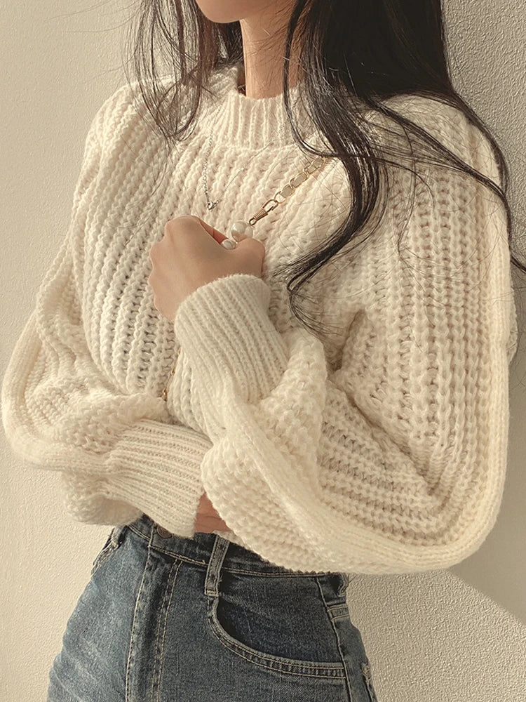 Loose Vintage Long Sleeve Knit Sweater.