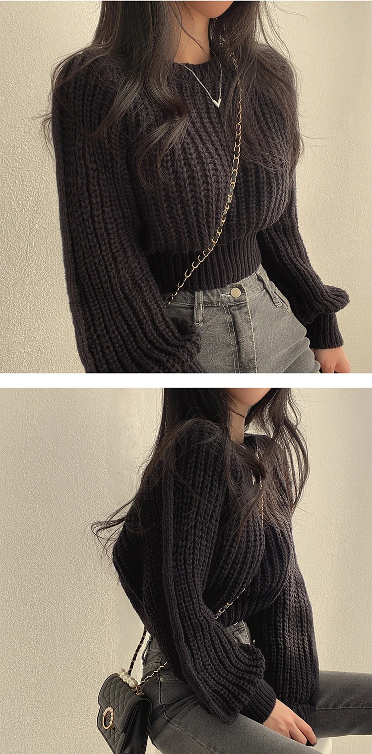 Loose Vintage Long Sleeve Knit Sweater.