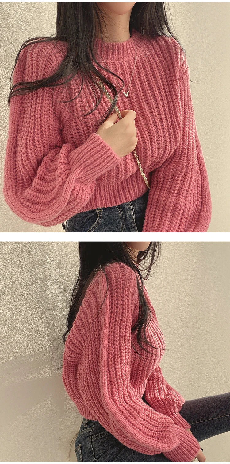 Loose Vintage Long Sleeve Knit Sweater.