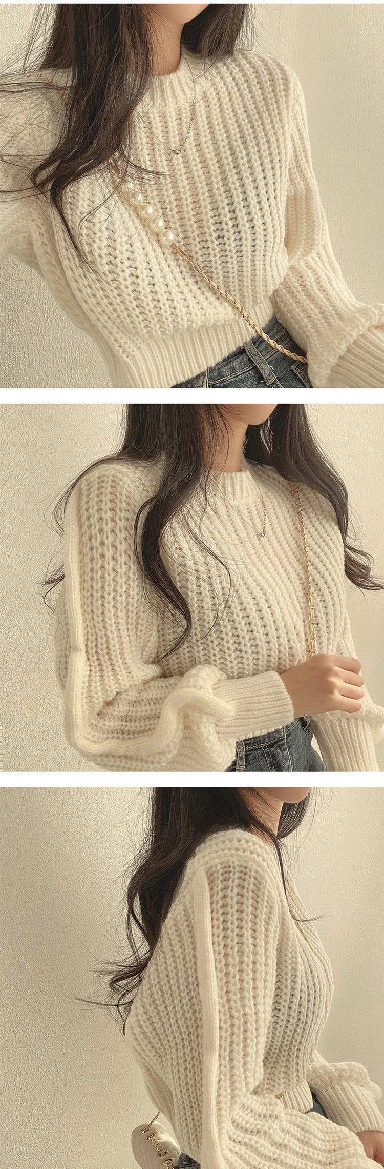 Loose Vintage Long Sleeve Knit Sweater.