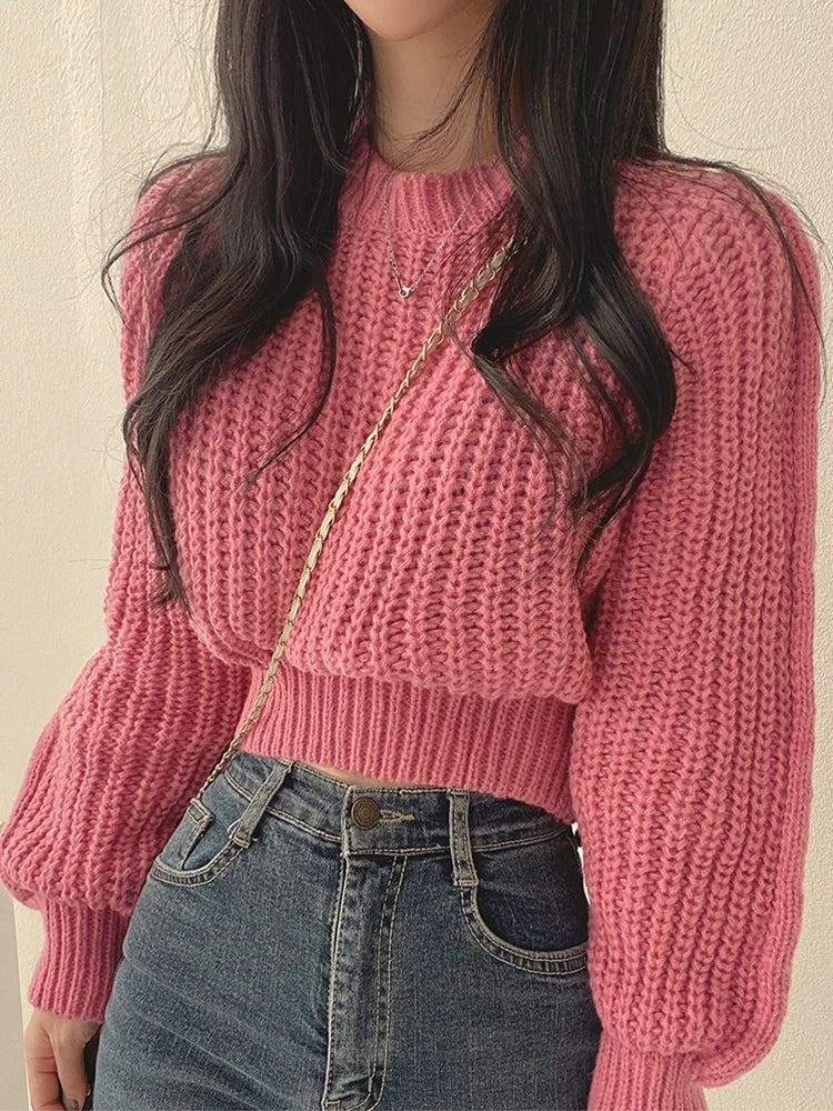 Loose Vintage Long Sleeve Knit Sweater.