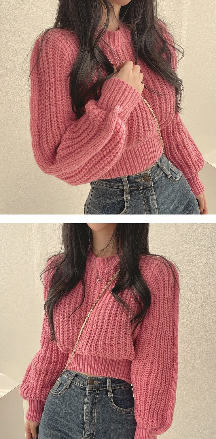 Loose Vintage Long Sleeve Knit Sweater.